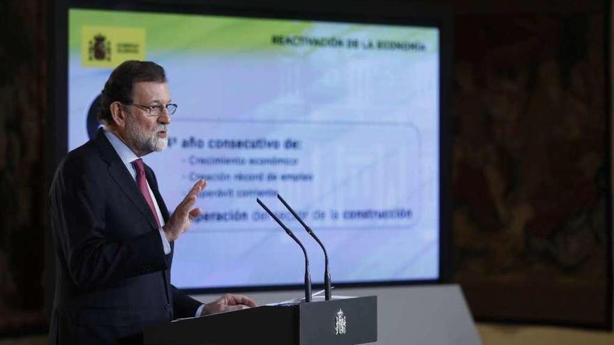 Mariano Rajoy en su comparecencia de ayer tras el Consejo de Ministrios.
