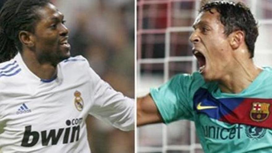 Adebayor y Adriano, goleadores anoche de Madrid y Barça en la semifinal de Copa del Rey
