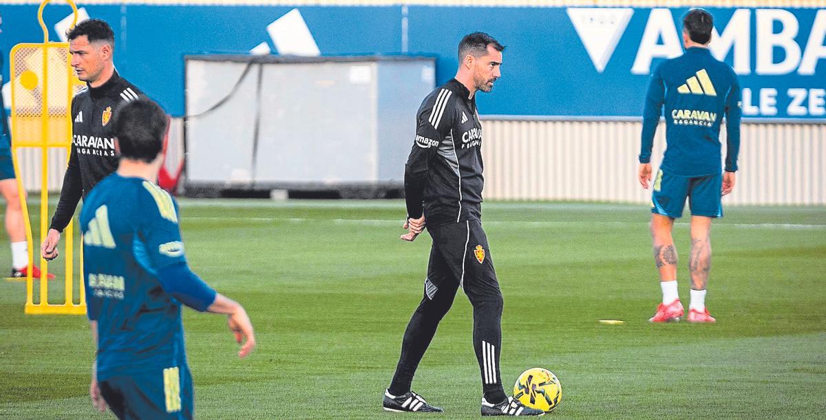 Sellés, en el entrenamiento del pasado martes en el Ibercaja Estadio.
