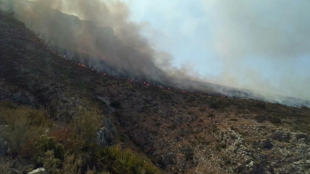 Sofocan un fuego en El Montgó en un área de gran valor natural