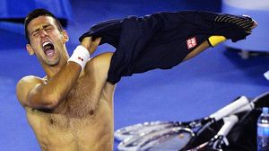 El vigent campió d’Austràlia celebra la seva victòria davant Wawrinka.