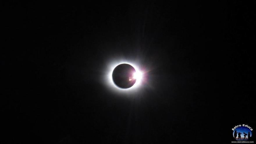 Imagen del último eclipse solar tomada desde un avión