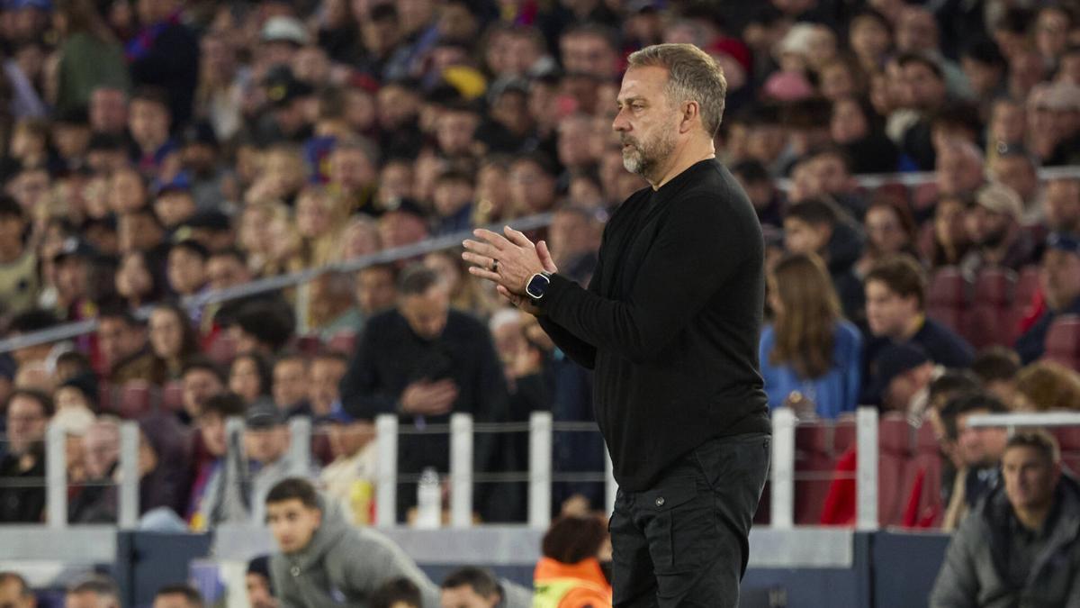 Hansi Flick, en un partido con el Barça