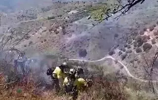Estabilizado un incendio forestal en una zona de monte en Canillas de Aceituno