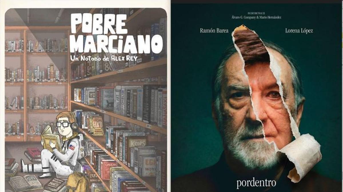 Carteles de "Pobre Marciano", de Álex Rey, y "Pordentro", de Álvaro G. Company y Mario Hernández