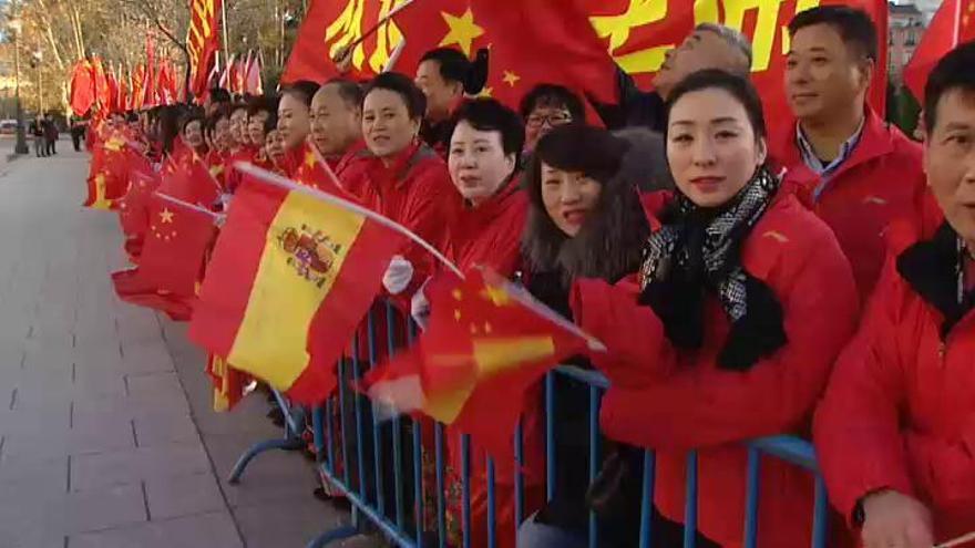 La comunidad china se vuelca con su presidente en su visita a España
