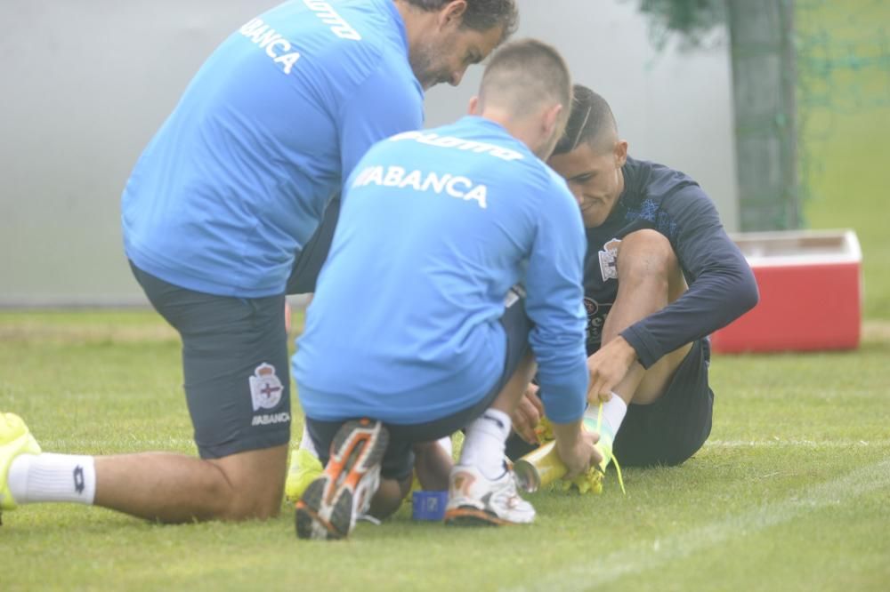 Sesión del Dépor antes de medirse al Athletic