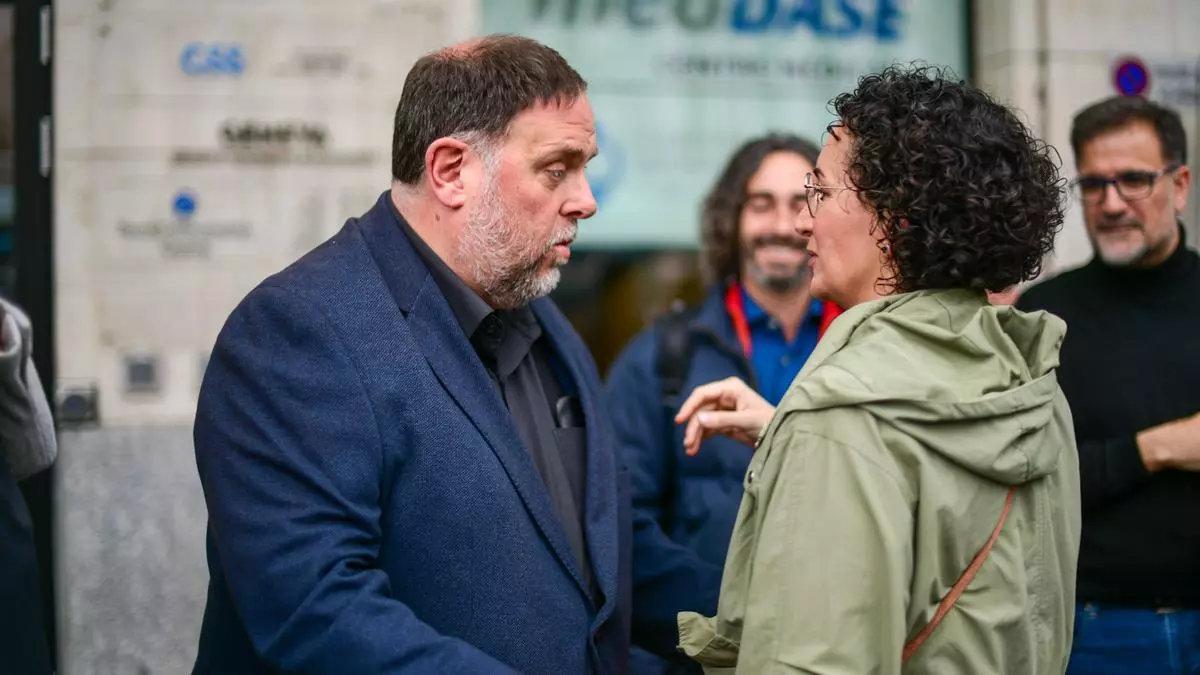 La última imagen de Oriol Junqueras y Marta Rovira juntos, en el pasado abril.