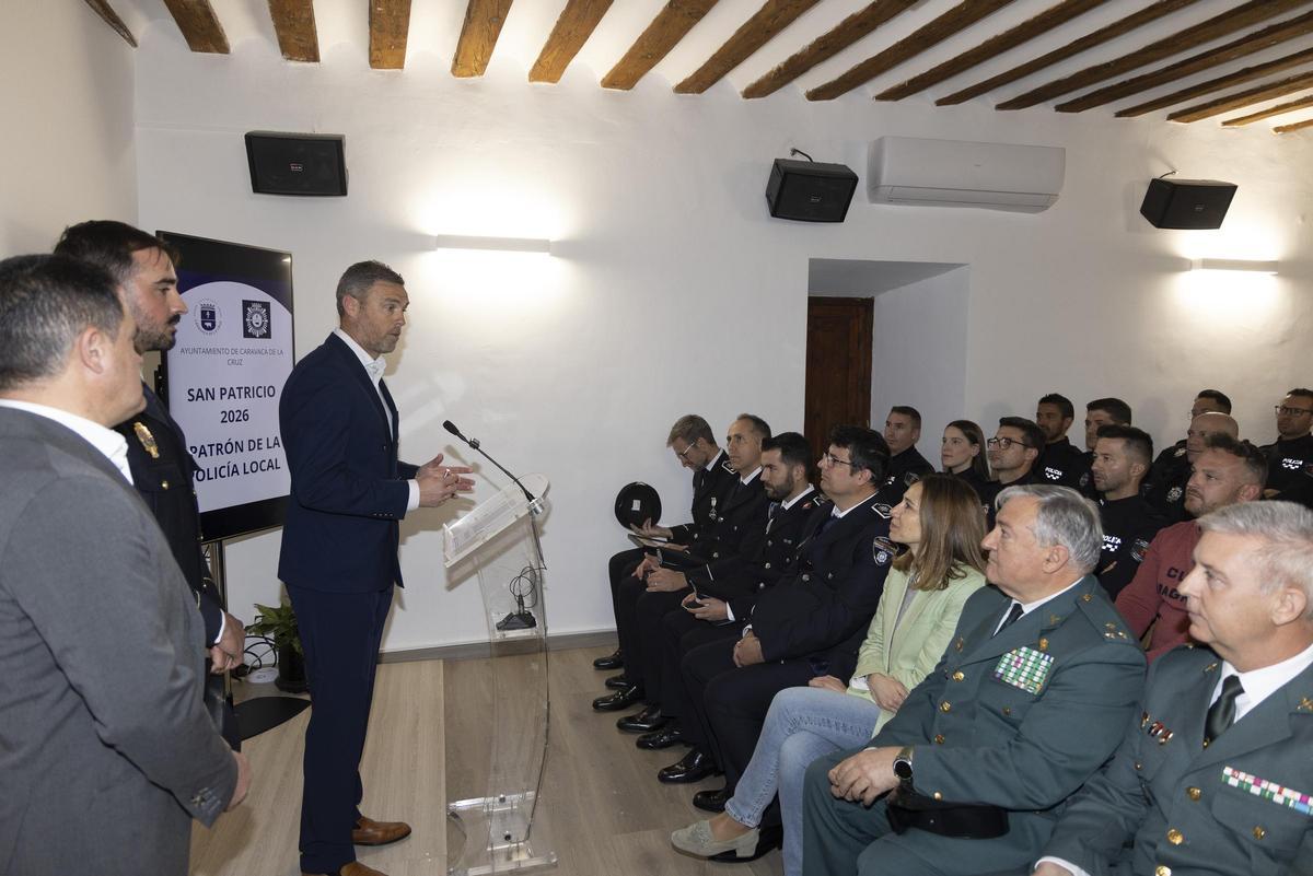El alcalde de Caravaca, José Francisco García, durante los actos del día del patrón de la Policía Local