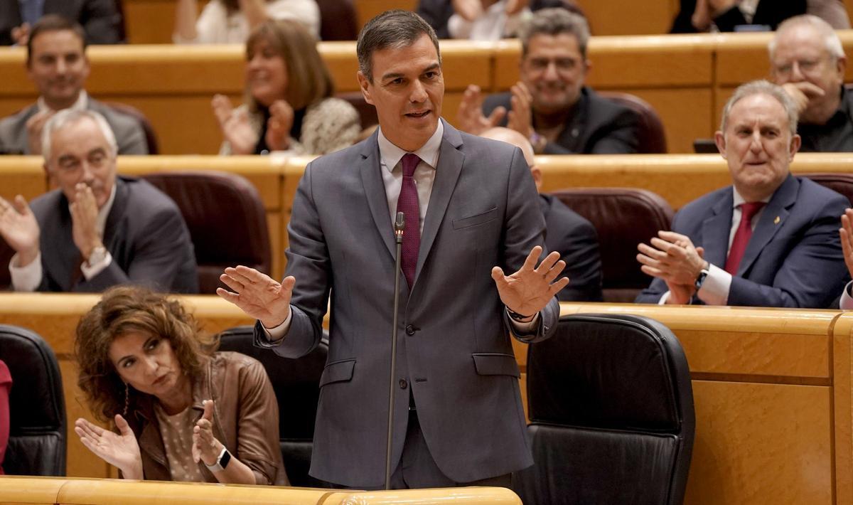 Sánchez, este martes en el Senado.