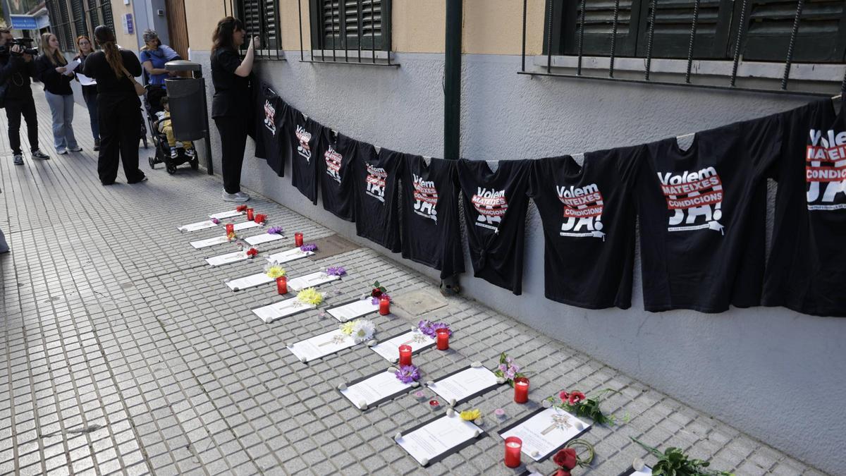 Imagen de archivo del 28 de abril de 2025, día que se inició la huelga indefinitda de las 'escoletes' de gestión indirecta de Palma.