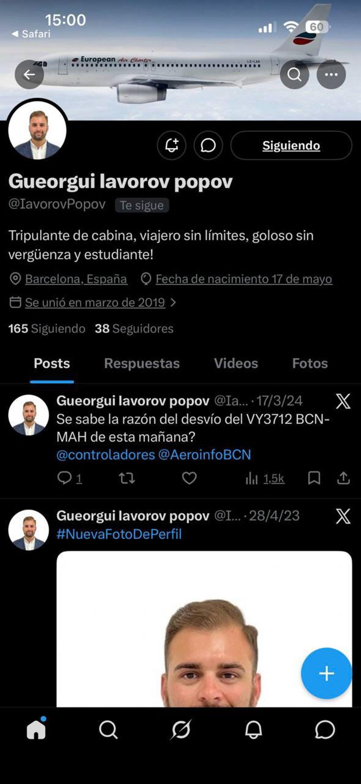 Antigua biografía de X de Gueorgui Iavorov Popov, fundador de Fly33Galicia