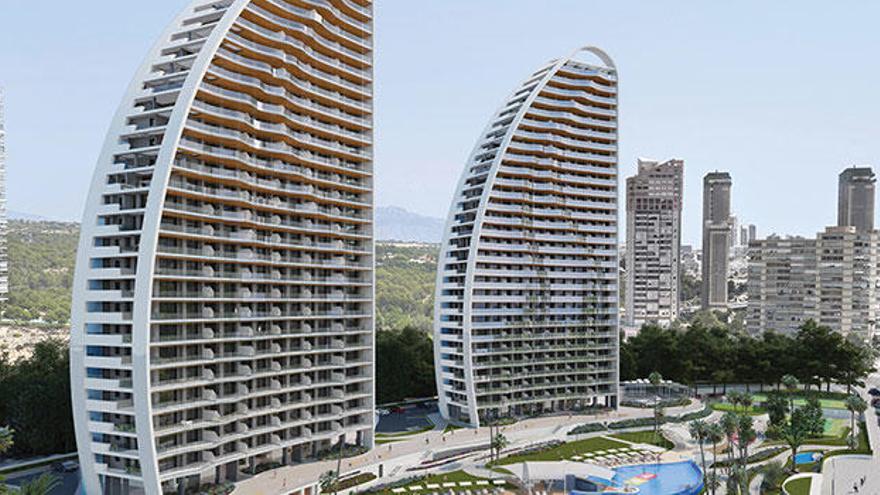 Las dos grandes torres de diseño se alzan avistando la playa de Poniente