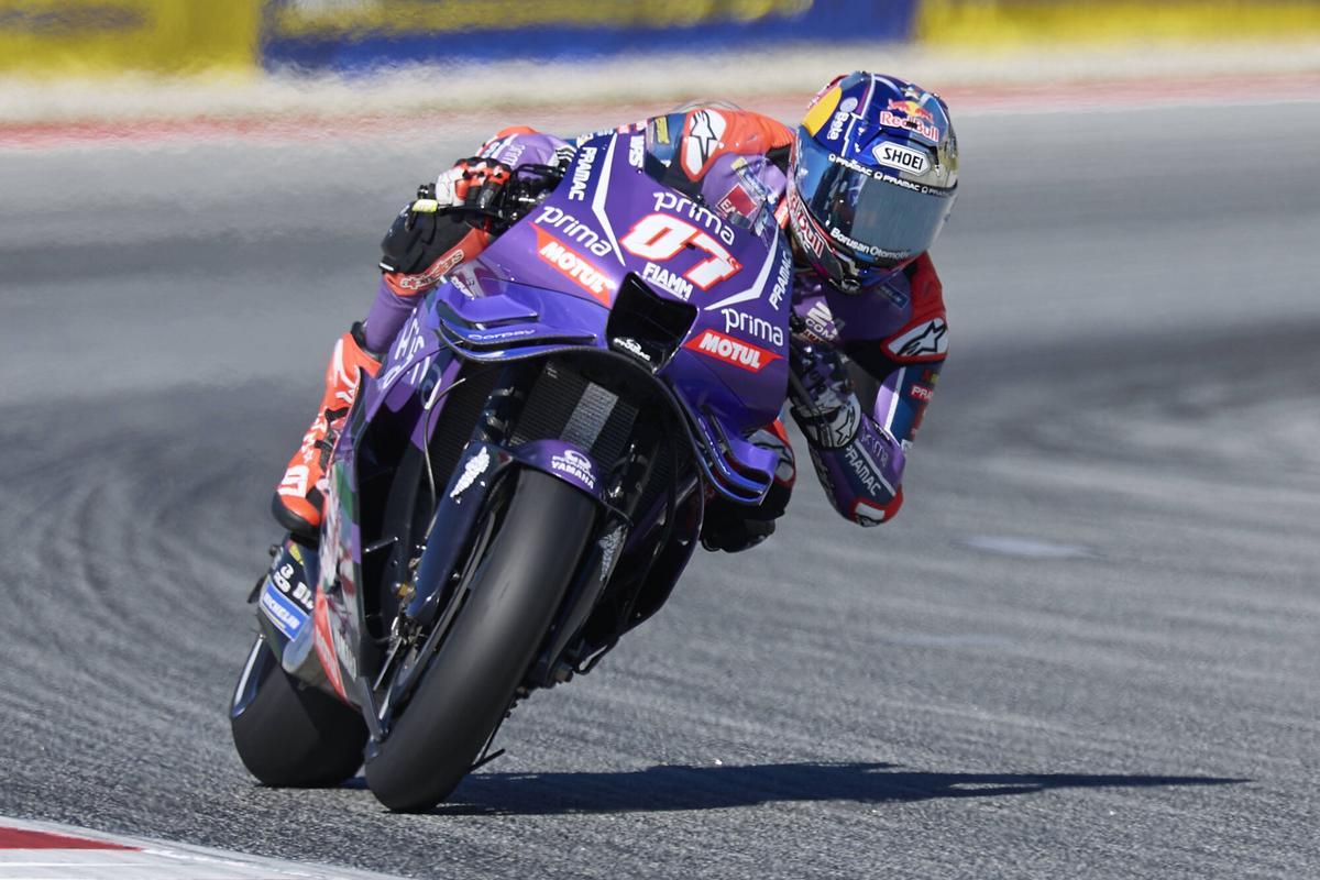 Carrera del sábado Sprint Moto GP Foto: Dani Barbeito Circuit Barcelona Montmeló Gran premio de Catalunya 2026 Ganador Àlex Márquez, segunda posición para Pedro Acosta y tercera posición Fabio Di Giannantonio. toprak razgatlioglu. gp catalunya 2026. accion sprint solo. circuit montmelo