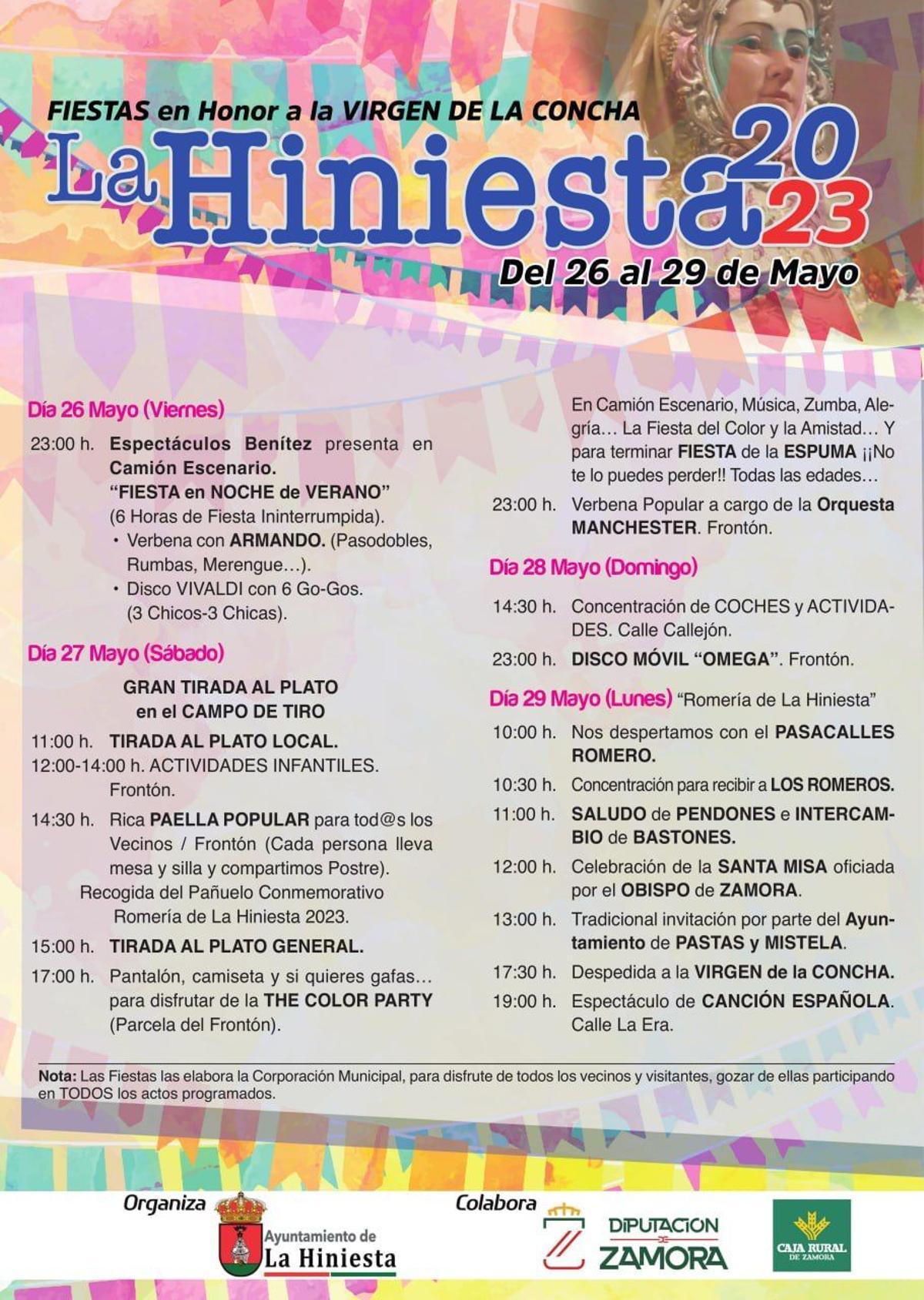 Cartel con todas las actividades.