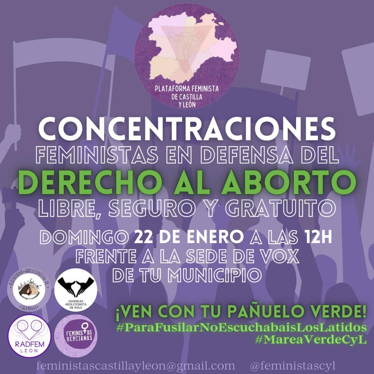 Convocan concentraciones a las puertas de Vox en toda Castilla y León por las medidas antiaborto.