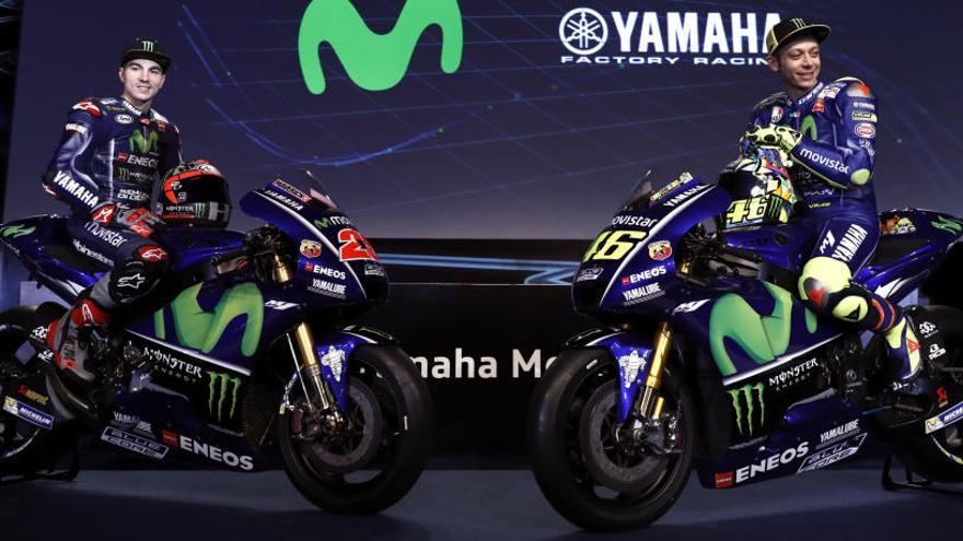 Viñales y Rossi, en la presentación del Movistar Yamaha Team.