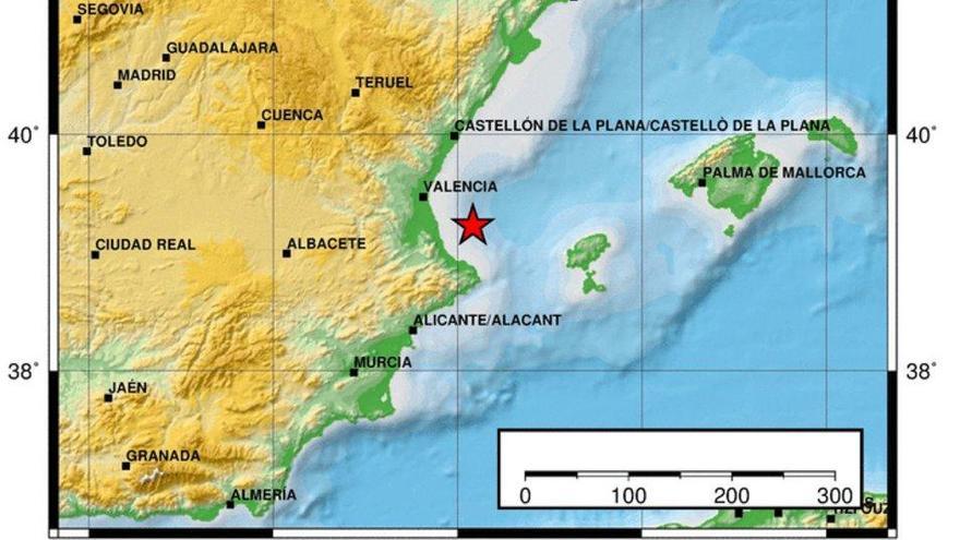 Un terremoto de magnitud 4 sacude el golfo de Valencia