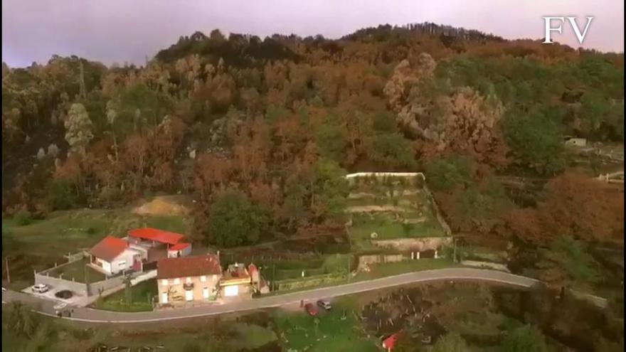 Los incendios de Nigrán, a vista de dron