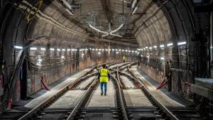 Una de las dos retelles (cruce de vías) instalado en la estación de Cornellà Centre