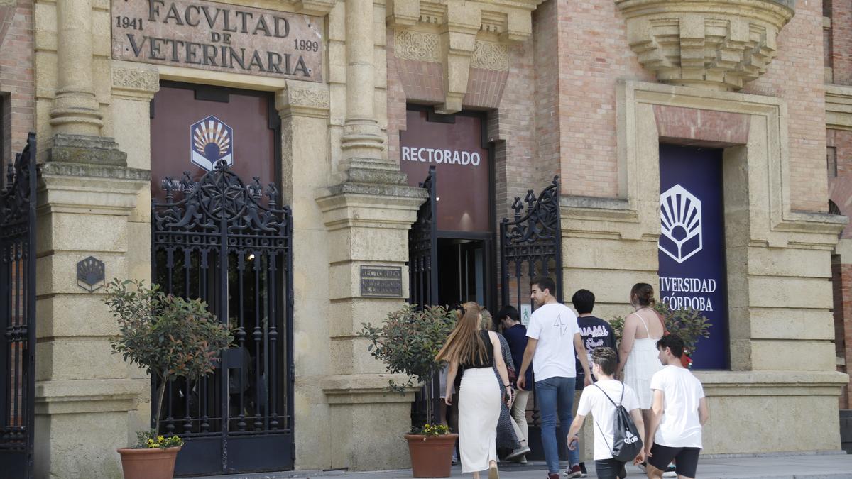 Estudiantes accediendo al Rectorado de la UCO.