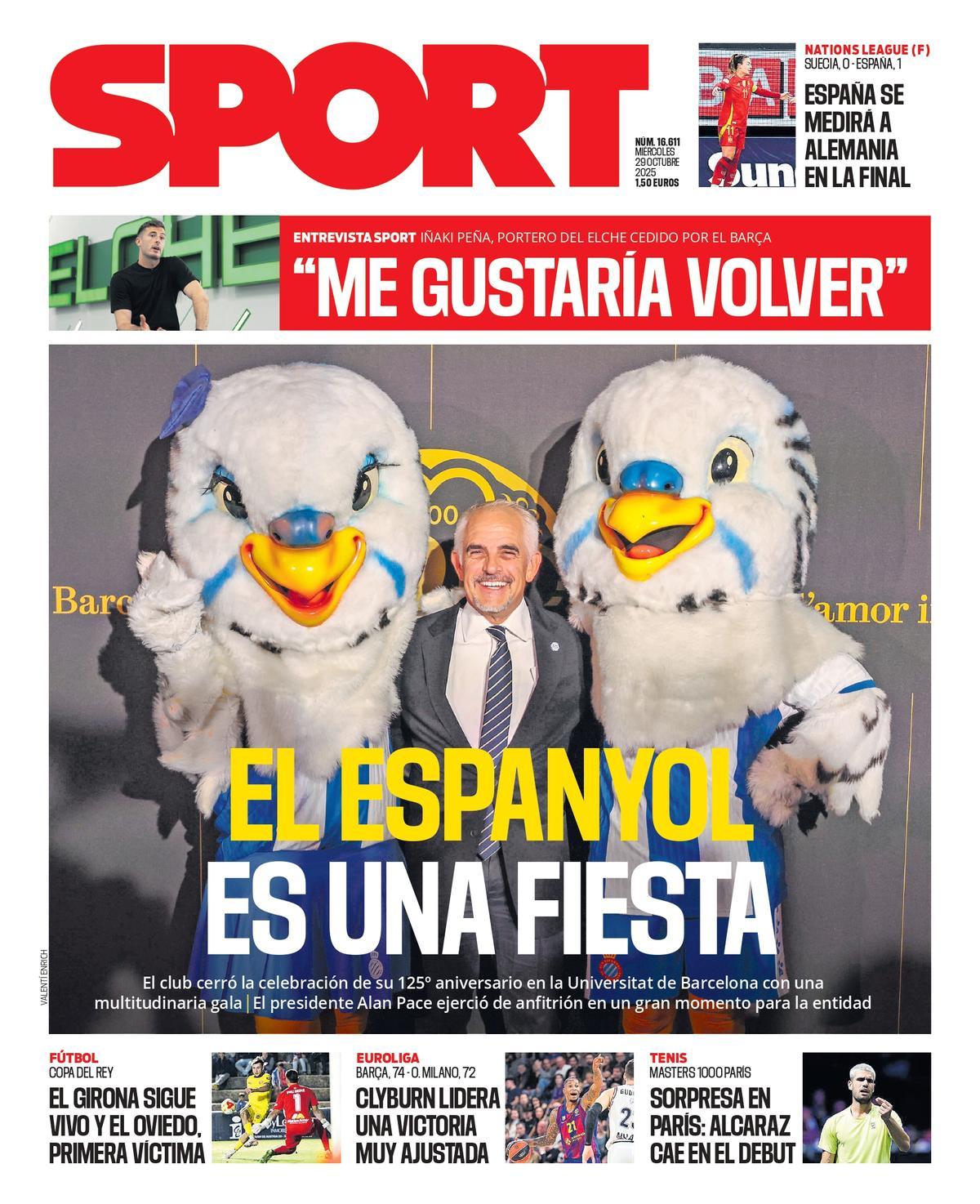 Esta es la portada de SPORT de hoy miércoles, 29 de octubre de 2025
