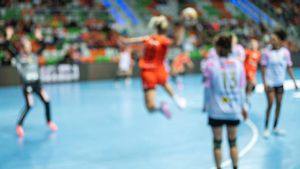Un partido de balonmano infantil