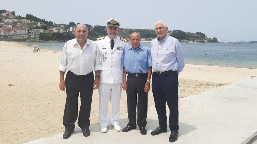 De izquierda a derecha, Juan Casas, Marcelo Cristian Tarapow, Alejandro Martínez y Fernando Otero, hoy en Bueu.