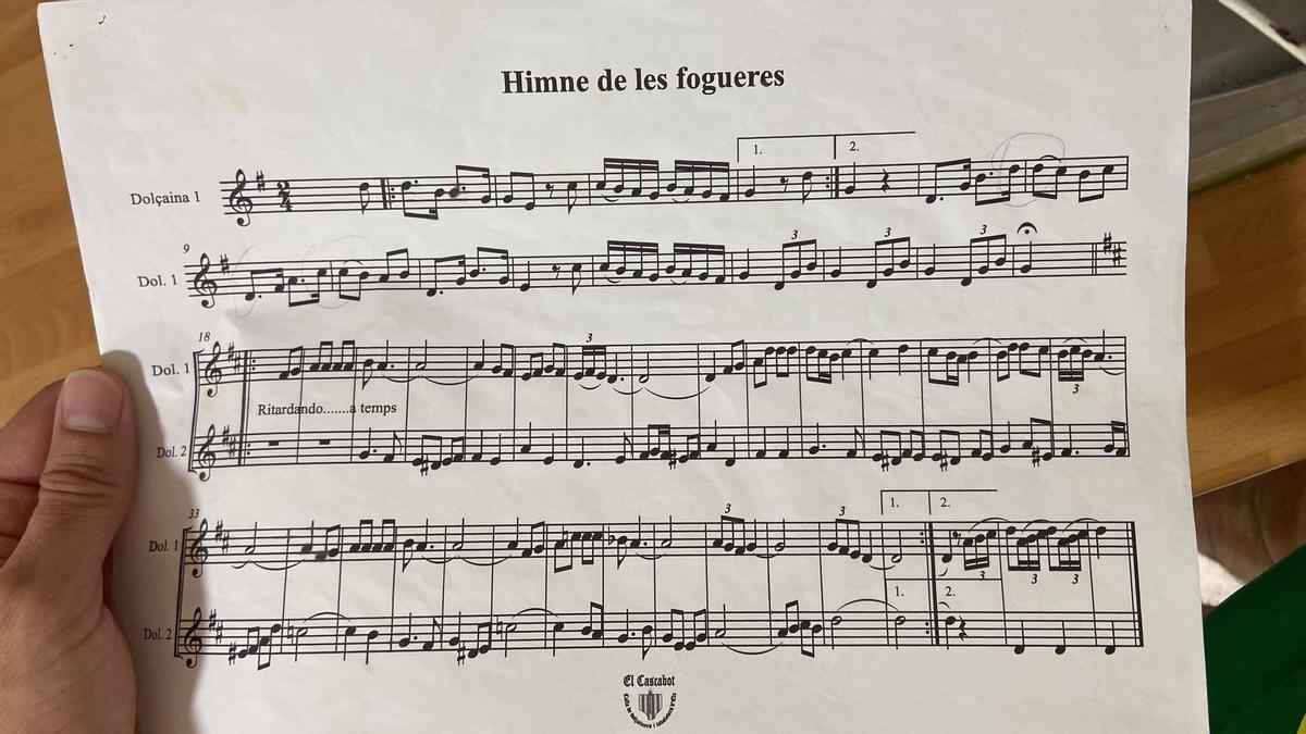 Detalle de una partitura del himno