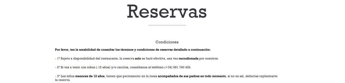 Algunos de las condiciones del restaurante para hacer una reserva