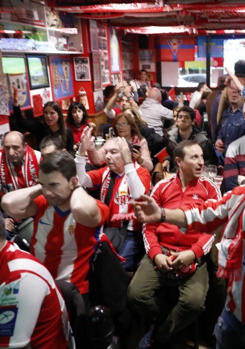 Derbi asturiano: Aficionados del Sporting viviendo el partido