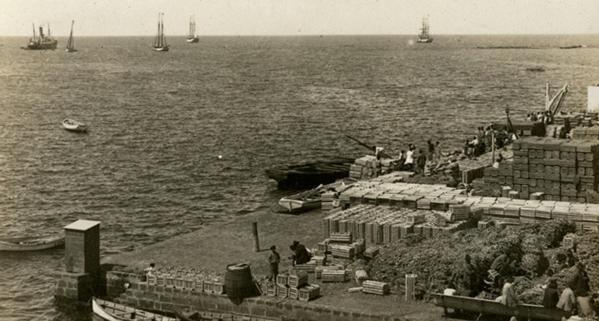 Muelle de las Cebollas en Arrecife. Postal de Joaquín González Espinosa. Circa 1925
