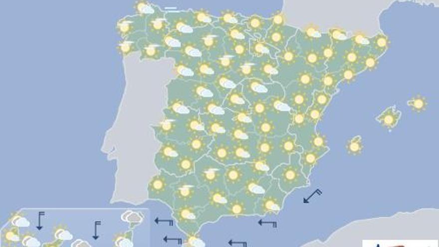 Nubes y probabilidad de lluvias débiles al norte de Canarias