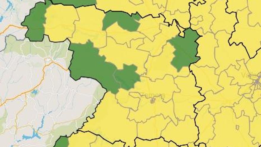 Corrales y Tábara de han caído del mapa de zonas verdes, compuesto por Alta Sanabria, Vidirales, Villalpando y Carbajales