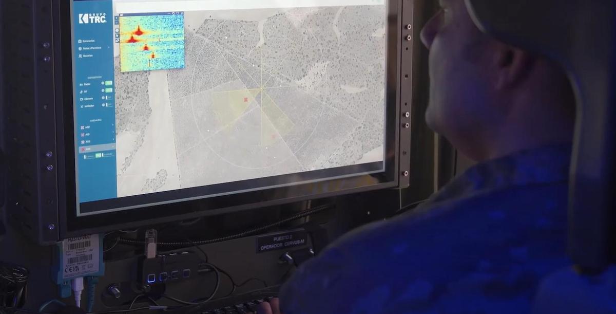 Puesto de control del sistema antidrones Cervus, de la firma española TRC, que usa el Ejército