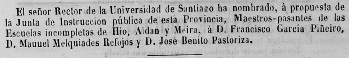 Unha nota publicada o 15 de febreiro de 1860 en La Constancia.