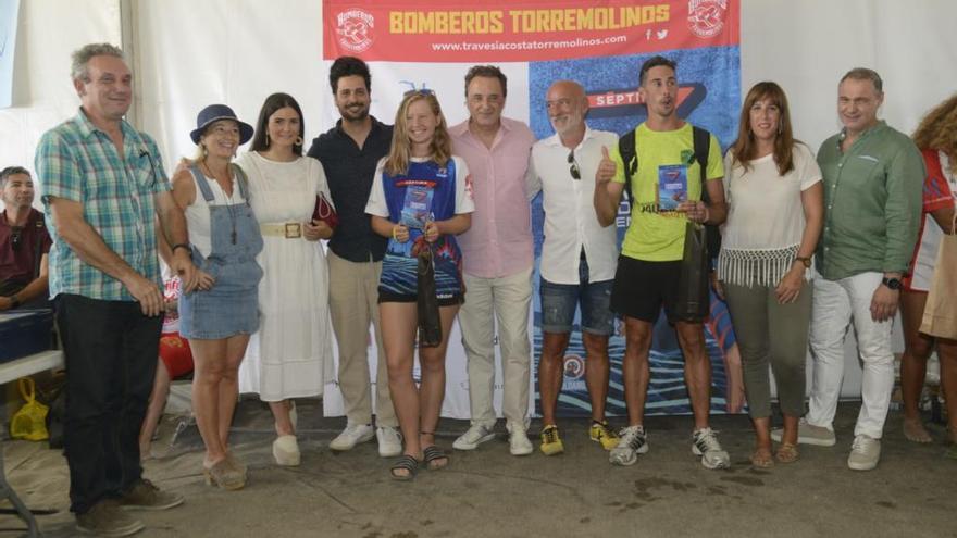 Imagen de los premiados en la travesía a nado de Torremolinos.