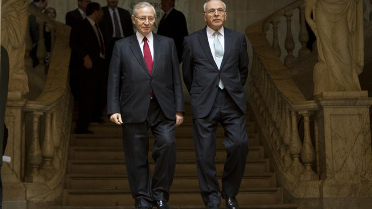 Miquel Valls e Isidre Fainé, en la Cámara de Comercio.