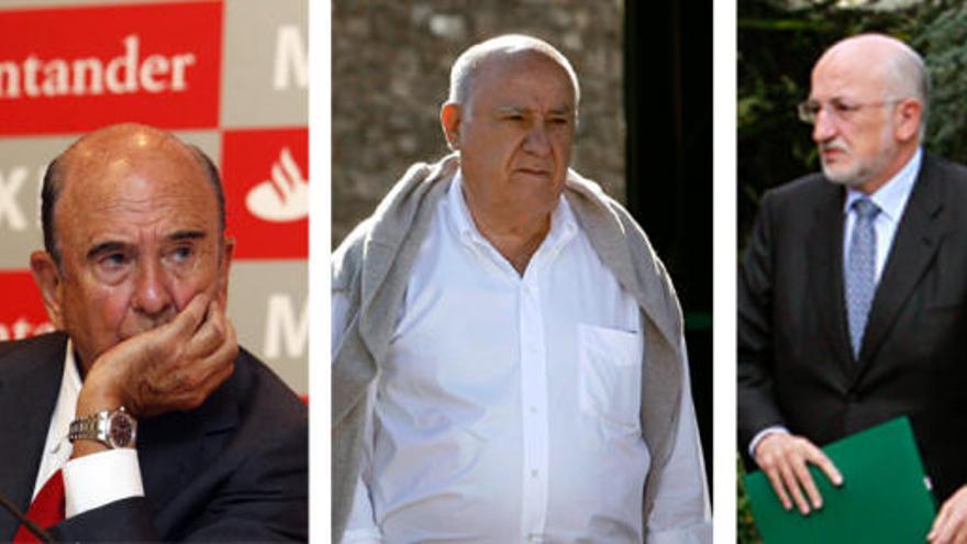 Emilio Botín, Amancio Ortega y Joan Roig.