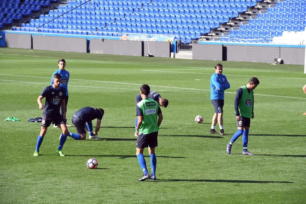 Tino Fernández acude al entrenamiento del Dépor