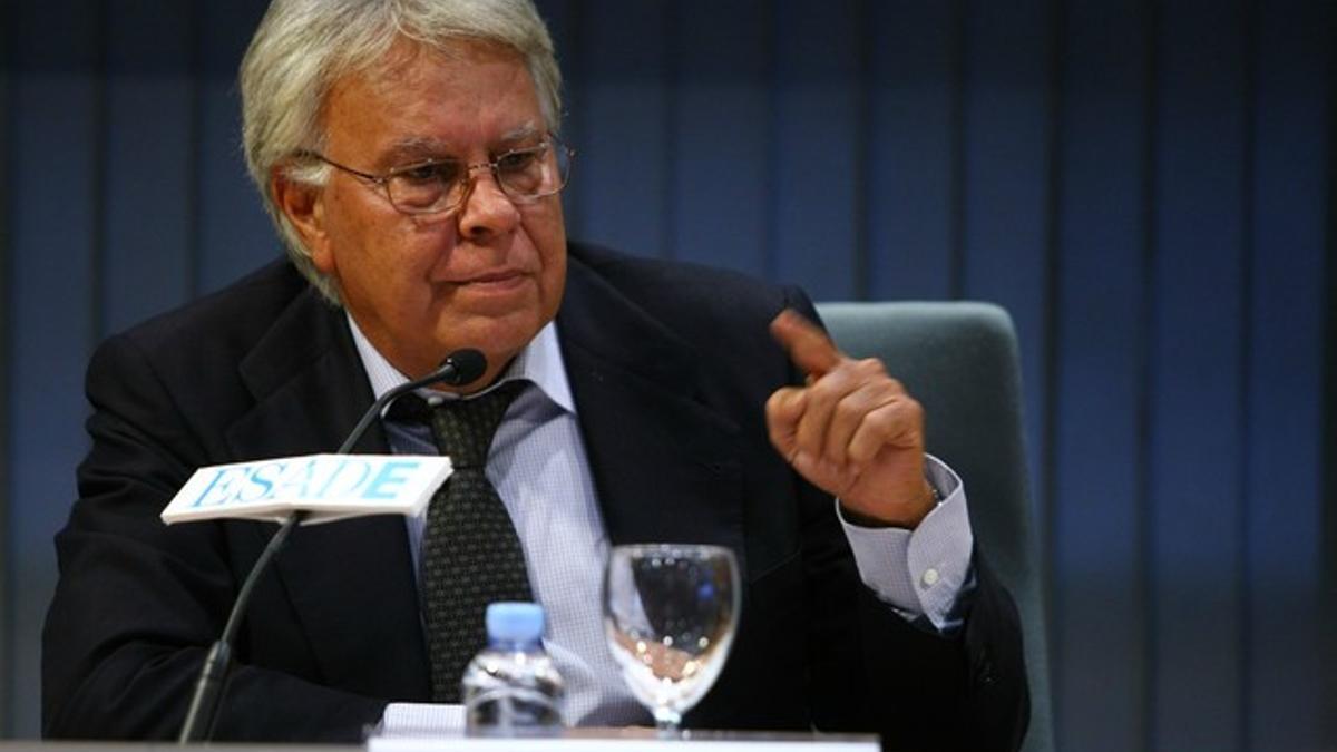 El expresidente Felipe González, durante una conferencia en ESADE, el jueves, en Madrid.