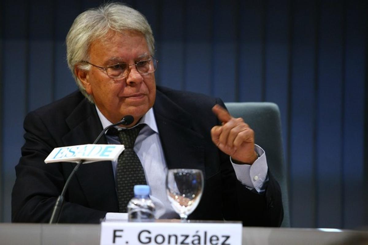 El expresidente Felipe González, durante una conferencia en ESADE, el jueves, en Madrid.