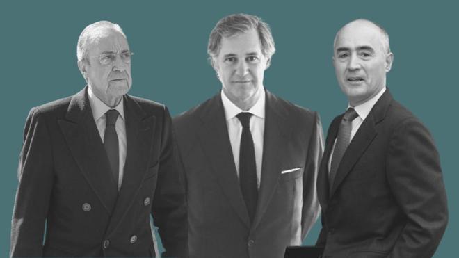 Florentino Pérez, José Manuel Entrecanales y Rafael del Pino, presidentes de ACS, Acciona y Ferrovial, respectivamente.