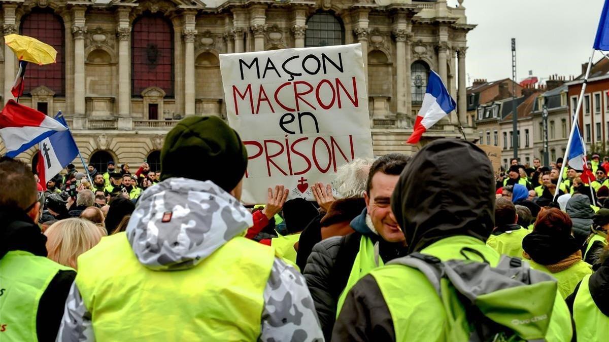 Protesta de los chalecos amarillos en Lille, en el norte de Francia