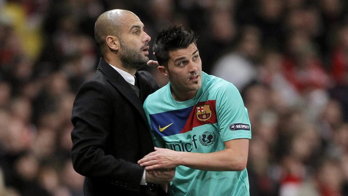 Villa y Guardiola compartieron equipo en el FC Barcelona.