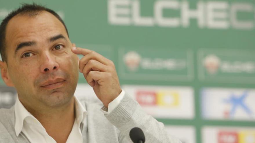 Jorge Cordero, en la sala de Prensa del estadio Martínez Valero