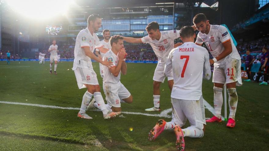 Celebración de un gol de España