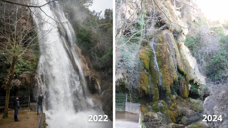 Els estralls de la sequera a l&#039;Empordà: l&#039;emblemàtic salt de la Caula només té un fil d&#039;aigua