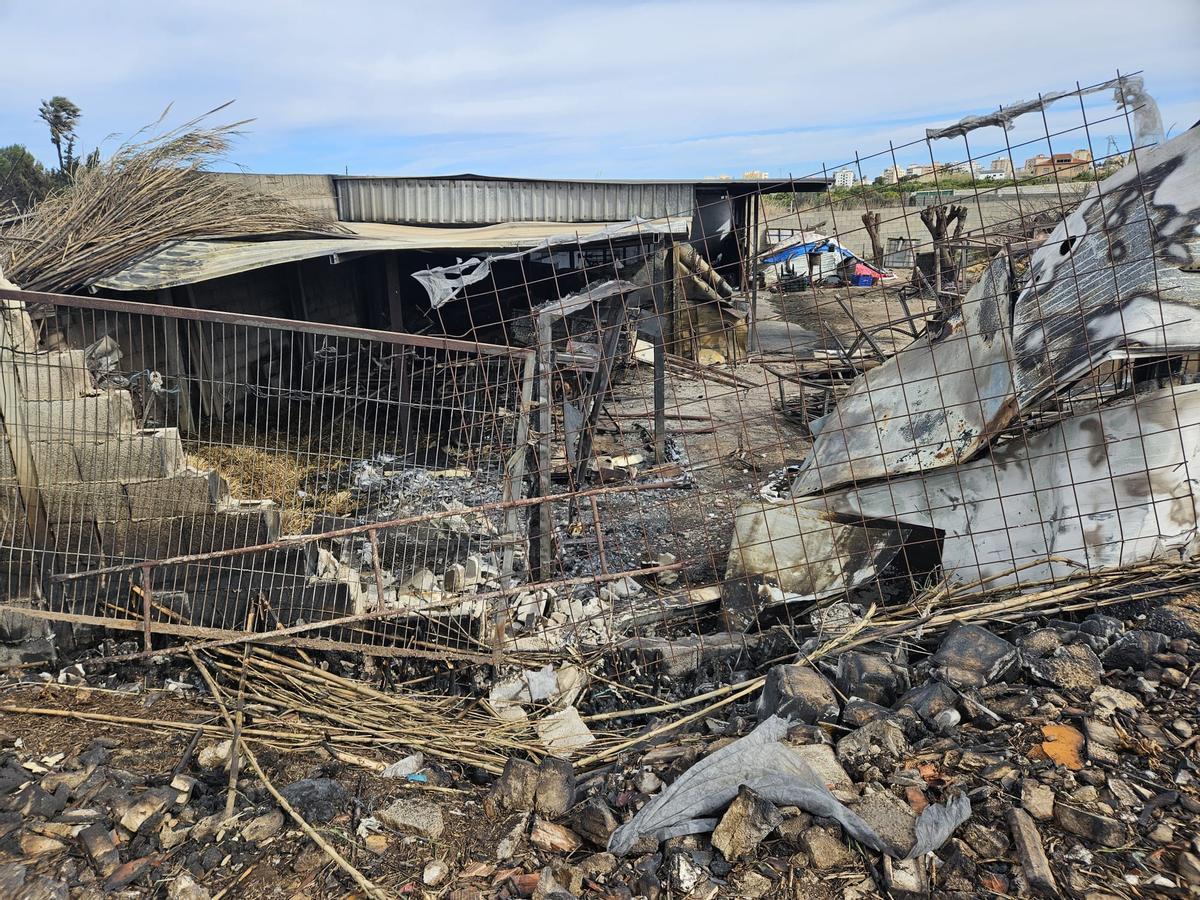 Recinto para los caballos calcinado.