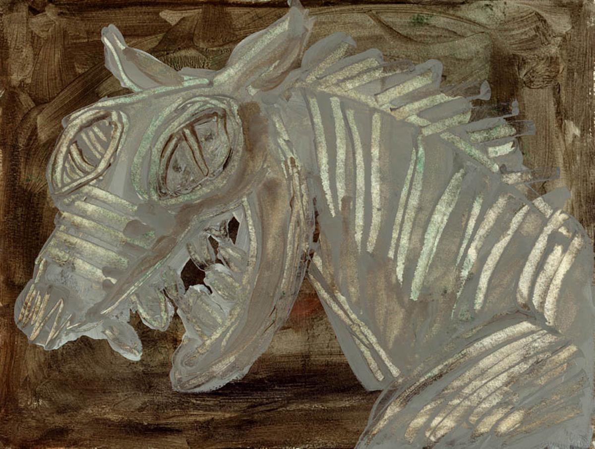 Una hiena, un dels dibuixos de Pep Ramis exposats al Pou Rodó.
